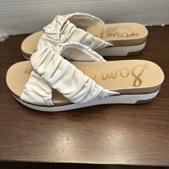 Sam Edelman Aida White Leather slip on sandal criss cross scrunchie Slides 9 M - Picture 2 of 7